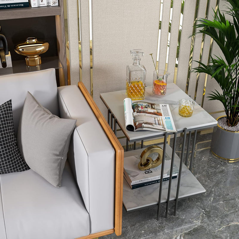 2 Tier Side Table Sintered Stone Top End