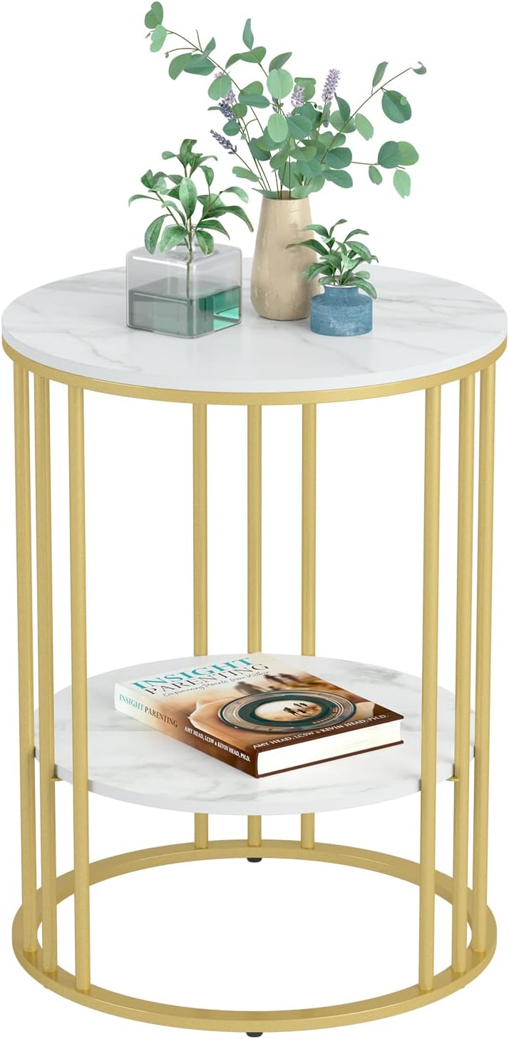 Marble Top Side Table : Small Circle End
