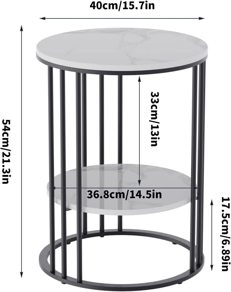 Marble Top Side Table : Small Circle End
