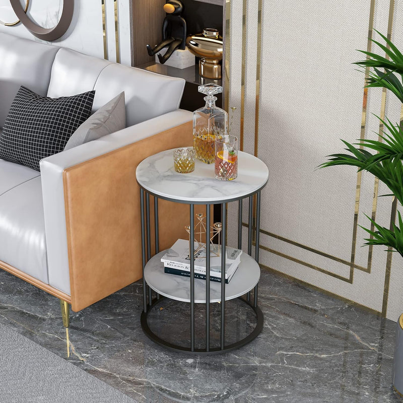 Marble Top Side Table : Small Circle End