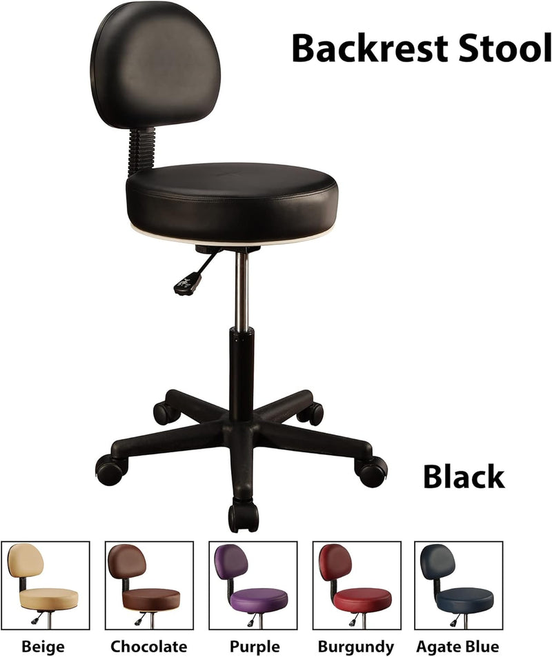 Master Massage Pneumatic Rolling Stool with Backrest 1count