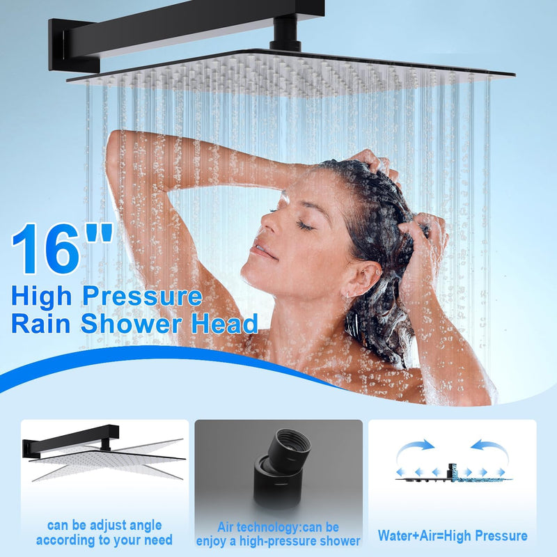 Matte Concealed Shower System Rainfall Head