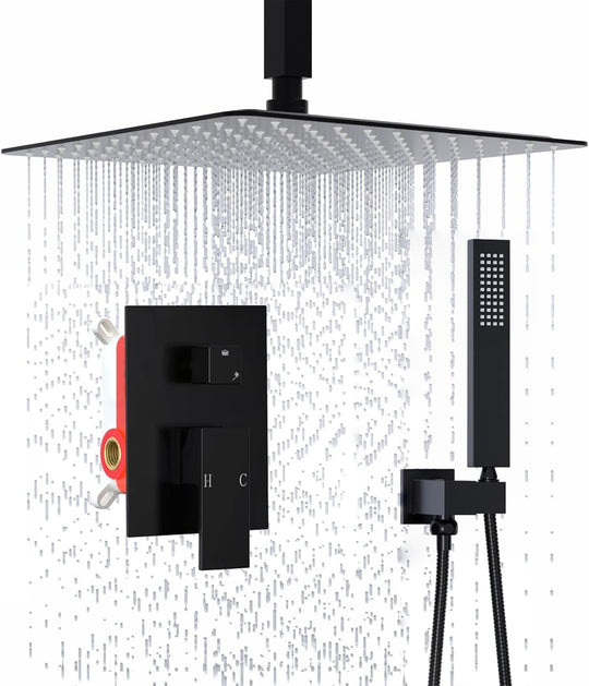 Matte Concealed Shower System Rainfall Head