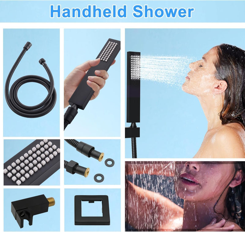 Matte Concealed Shower System Rainfall Head
