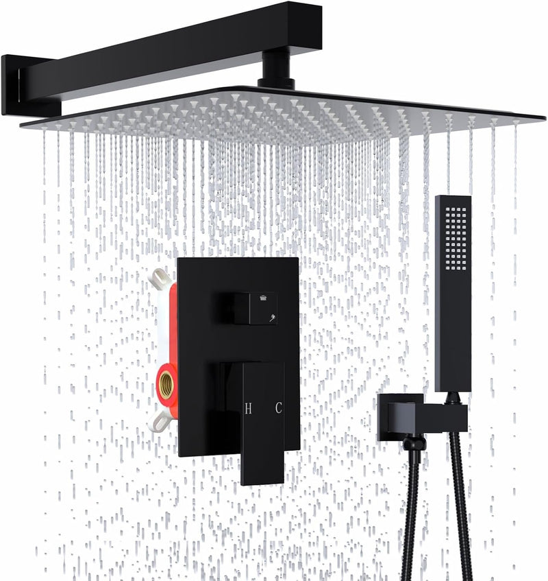 Matte Concealed Shower System Rainfall Head