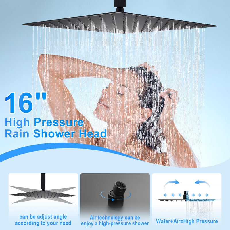 Matte Concealed Shower System Rainfall Head