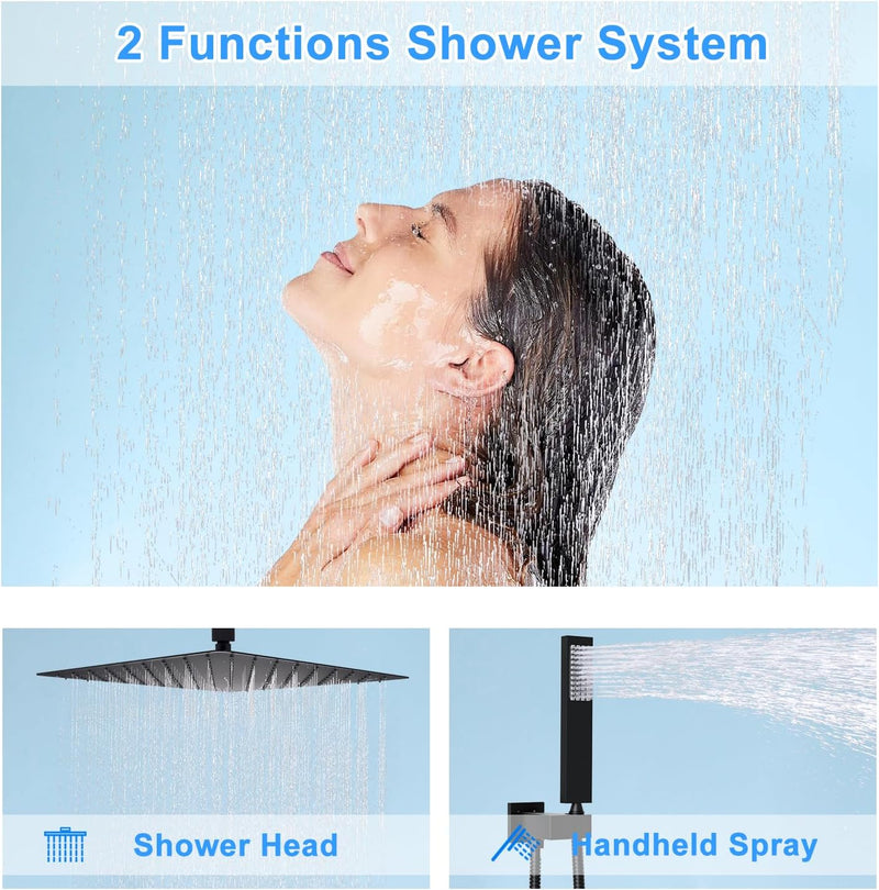 Matte Concealed Shower System Rainfall Head