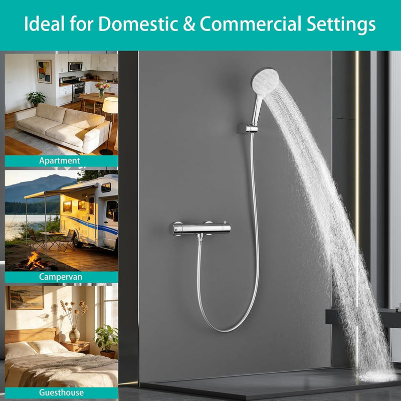 Matte Thermostatic Shower Mixer Combi Anti Scald 38degreesc