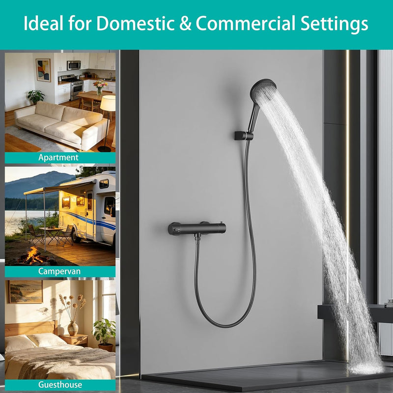 Matte Thermostatic Shower Mixer Combi Anti Scald 38degreesc