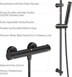 Matte Thermostatic Shower Mixer Set Wall Mounted Bathroom
