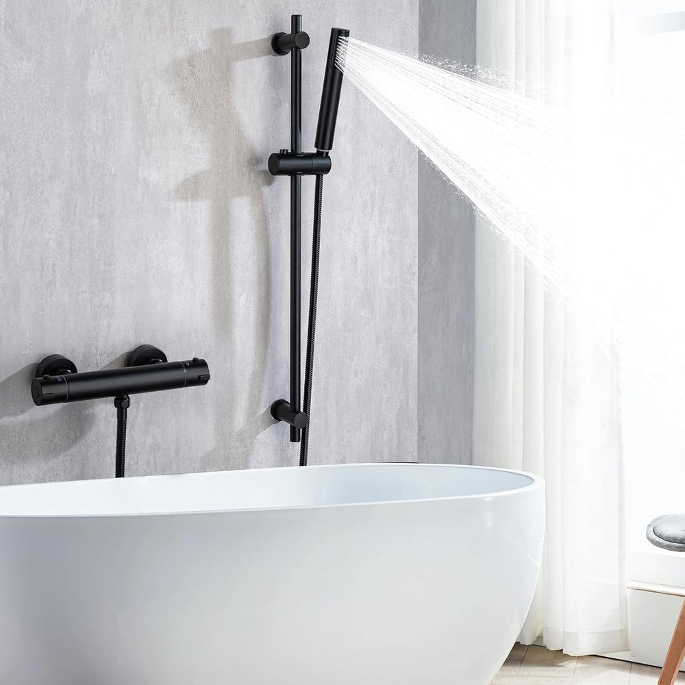 Matte Thermostatic Shower Mixer Set Wall Mounted Bathroom