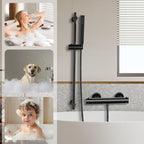 Matte Thermostatic Shower Mixer Set Wall Mounted Bathroom