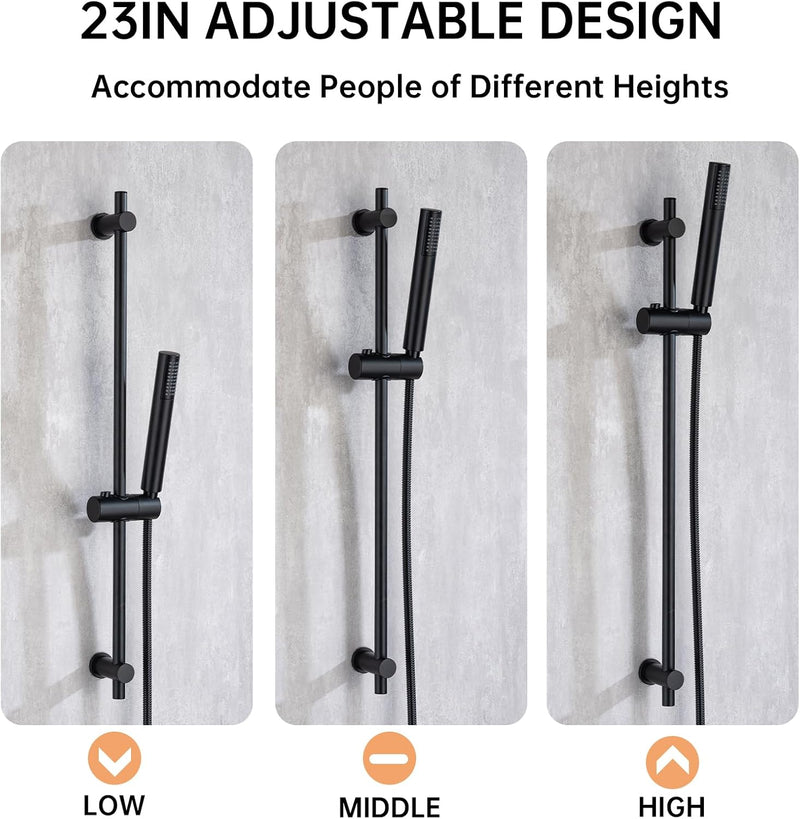 Matte Thermostatic Shower Mixer Set Wall Mounted Bathroom