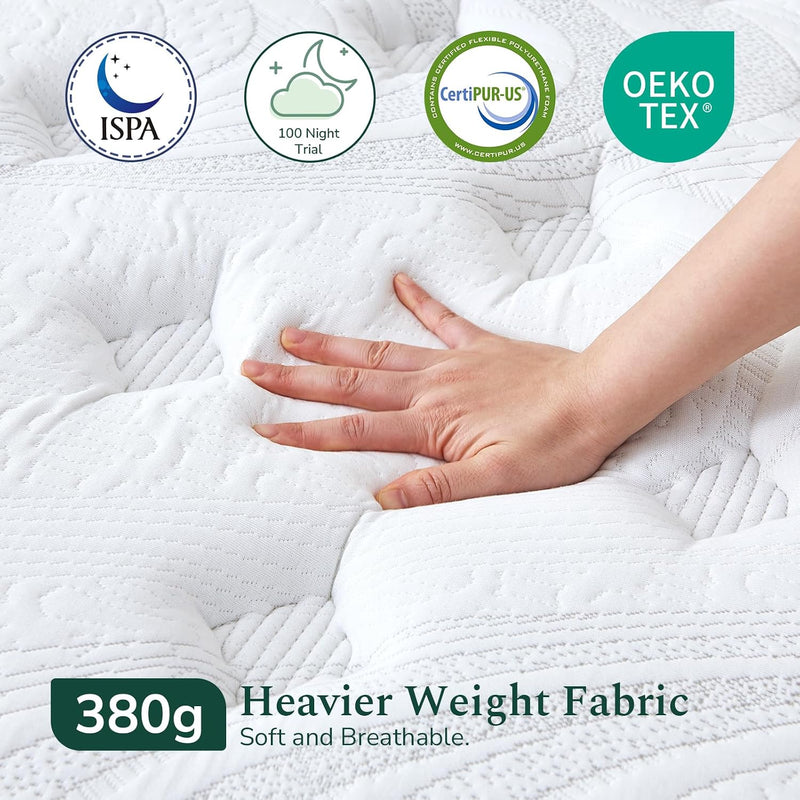 Mattress 10.2in Hybrid Pocket Sprung Medium Firm 7-Zone