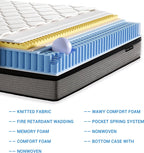 Mattress 10.6 Inch Gel Memory Foam Pocket Sprung