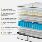 Mattress 10.6 Inch Gel Memory Foam Pocket Sprung