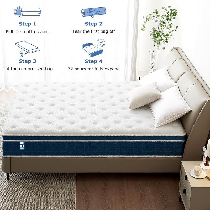 Mattress 10.6 Inch Medium Firm Hybrid with Gel