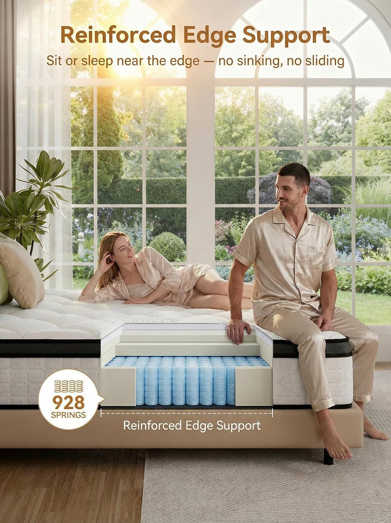 Mattress 10.6inch Memory Foam Pocket Spring Bed Medium
