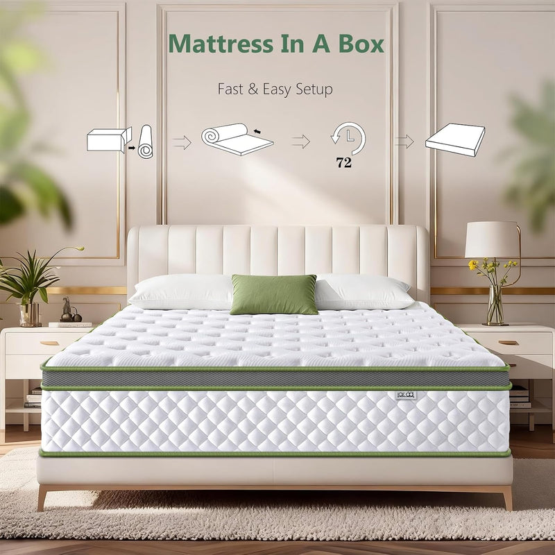 Mattress 10" Hybrid Memory Foam Pocket Sprung Breathable