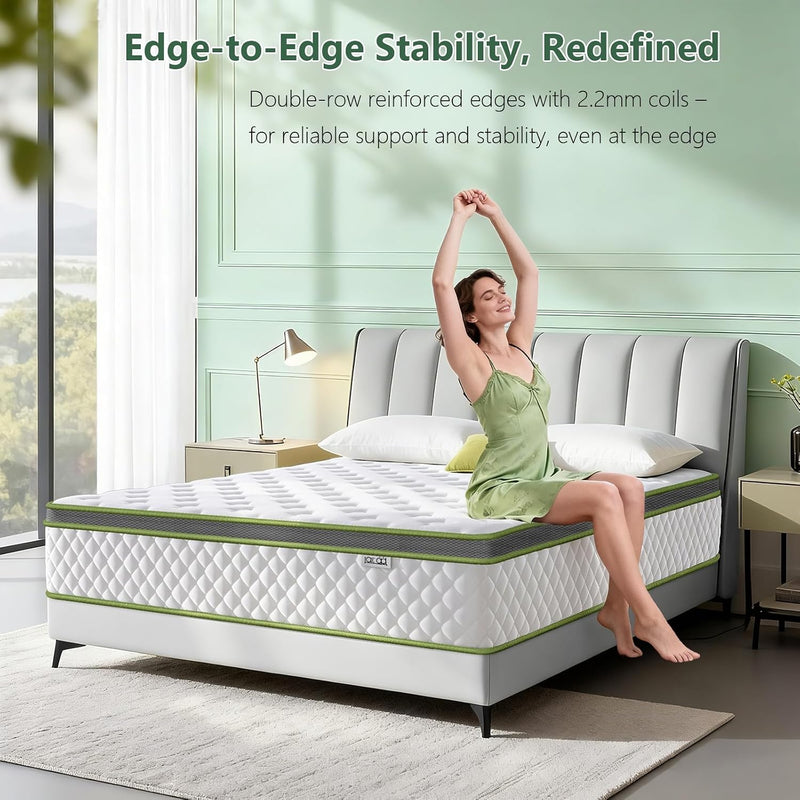 Mattress 10" Hybrid Memory Foam Pocket Sprung Breathable
