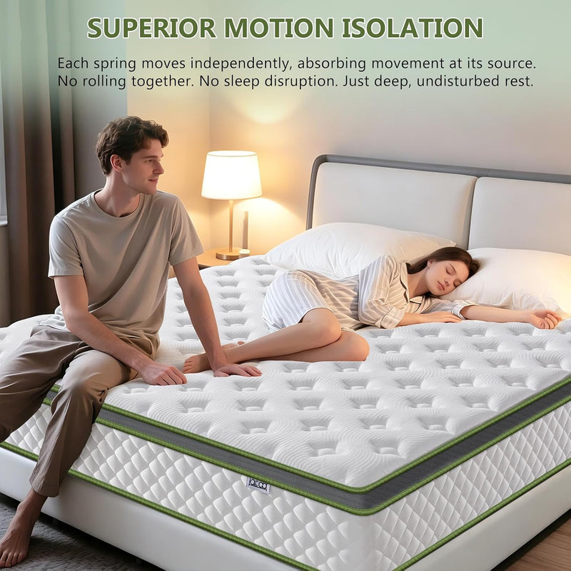 Mattress 10" Hybrid Memory Foam Pocket Sprung Breathable