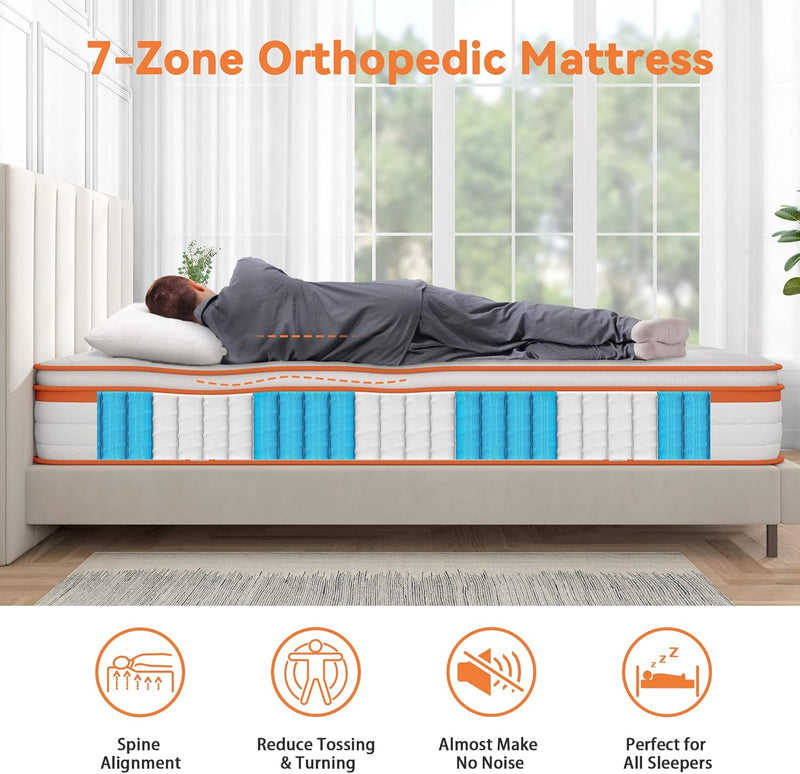 Mattress 10 Inch Memory Foam 7 Zone Support