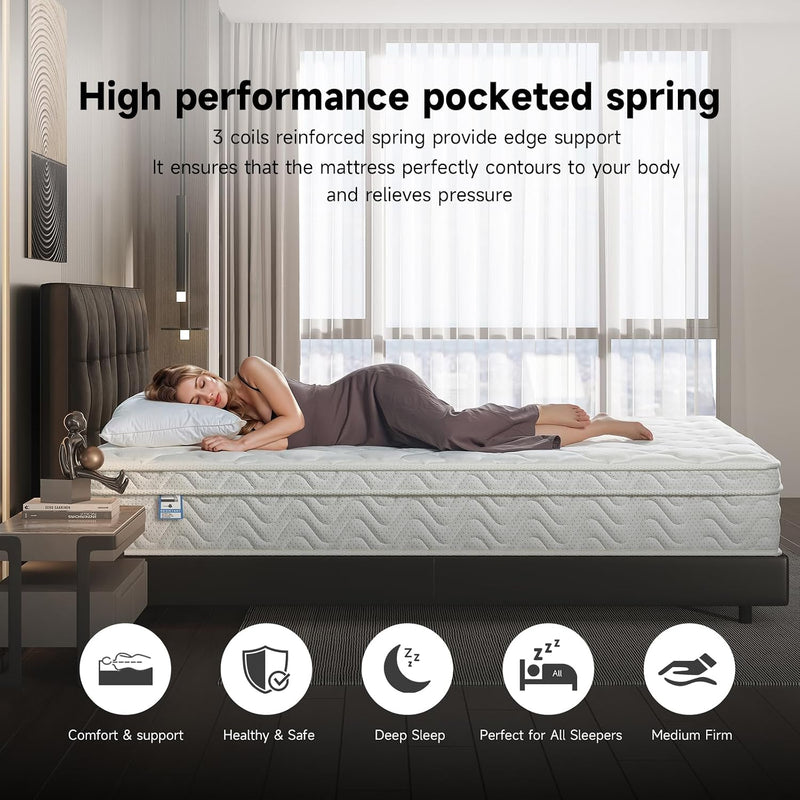 Mattress 10.2 Inch with Breathable Foam and Pocket