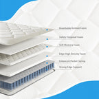 Mattress 10 Inch Hybrid with Breathable Memory Foam