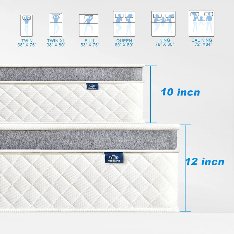 Mattress 10 Inch Hybrid with Breathable Memory Foam