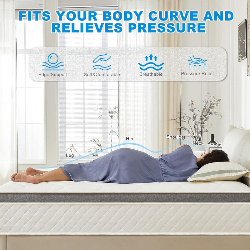Mattress 10 Inch Hybrid with Breathable Memory Foam