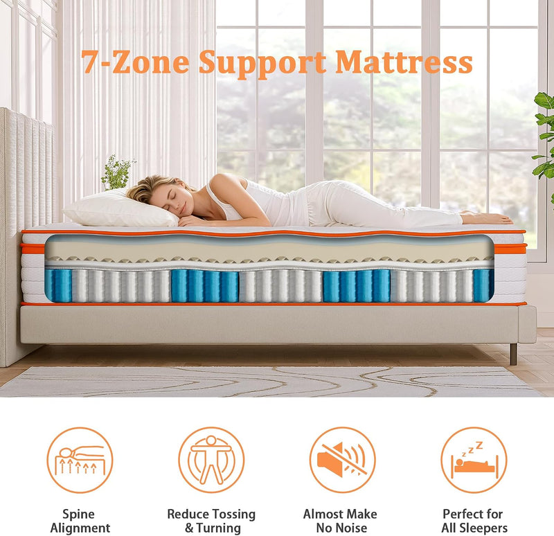Mattress 10 Inch Memory Foam 7 Zone Support