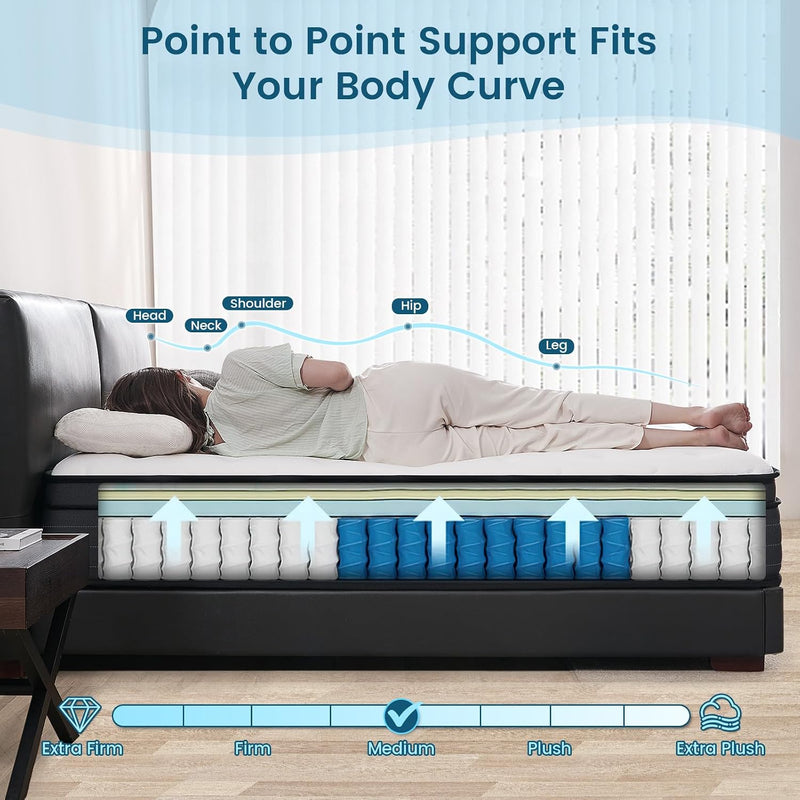 Mattress 10 Inch Memory Foam Hybrid with Breathable