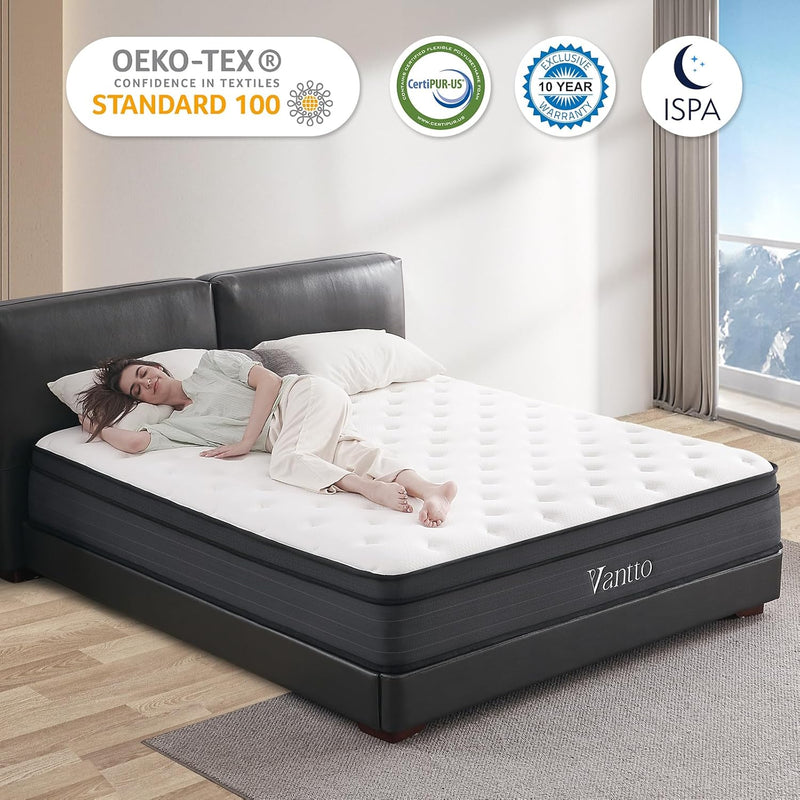 Mattress 10 Inch Memory Foam Hybrid with Breathable