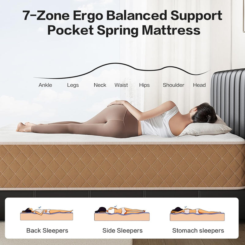 Mattress 10 Inch with Memory Foam 7 Zone