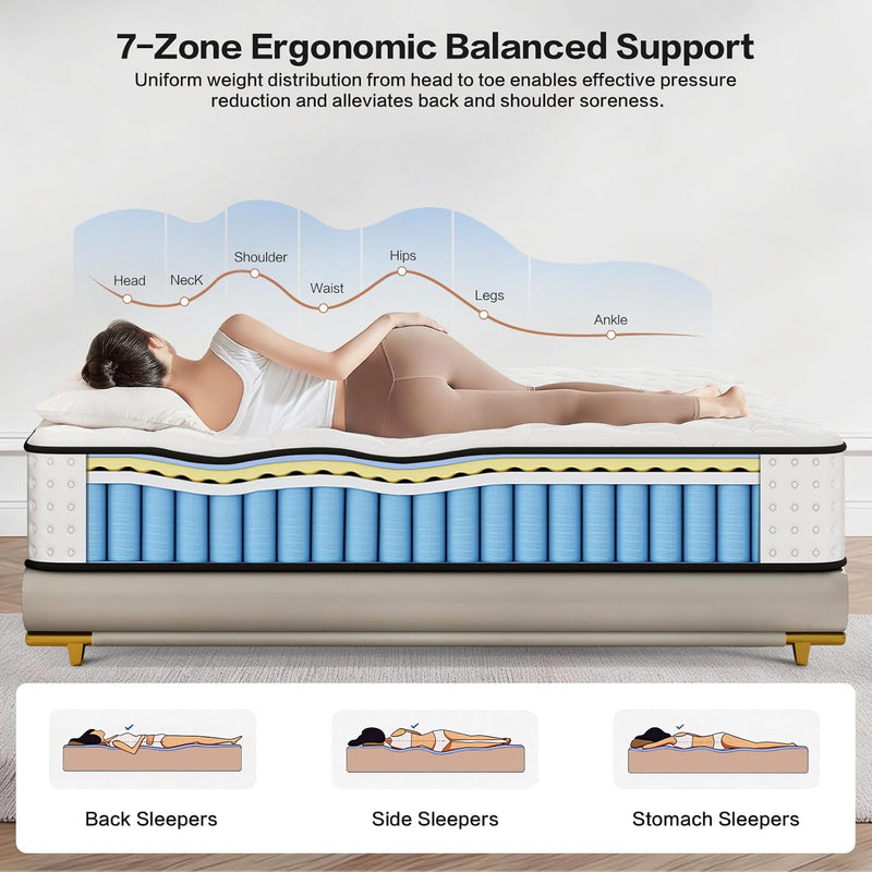 Mattress 10 Inch with Memory Foam 7 Zone