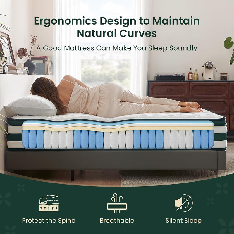Mattress 12 Inch Hybrid Pocket Sprung 9-Zone Support