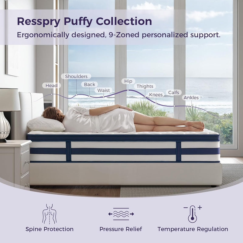 Mattress 12 Inch Memory Foam Sprung Hybrid 9-Zone