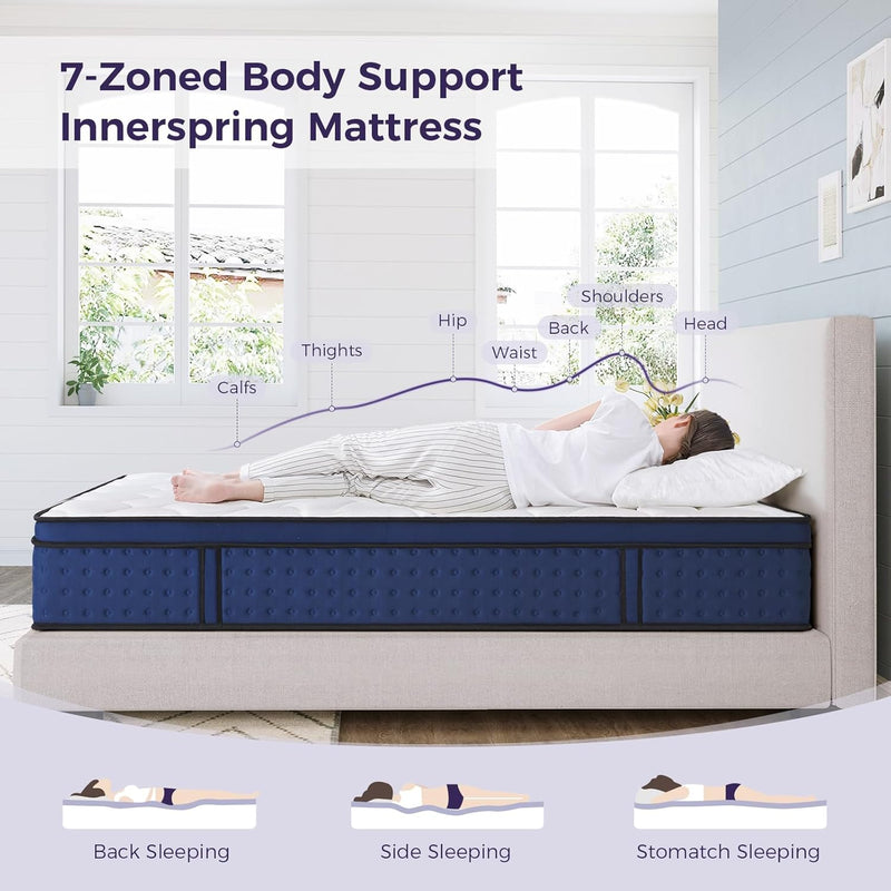 Mattress 12inch Hybrid for Pressure Relief Breathable Foam