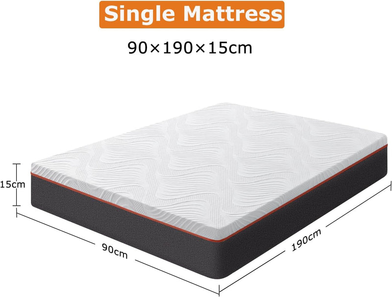Mattress 15CM Gel Memory Foam Cooling Bed Mattresses
