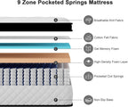 Mattress 25CM Gel Memory Foam Pocket Sprung Mattresses