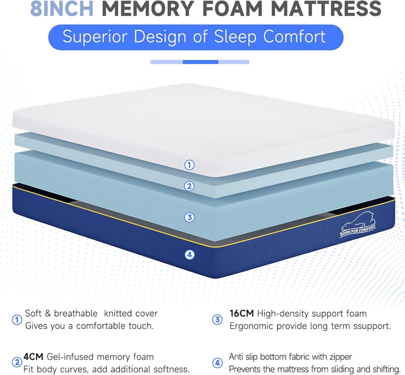 Mattress 6 Inch Orthopaedic Memory Foam 9 Zone