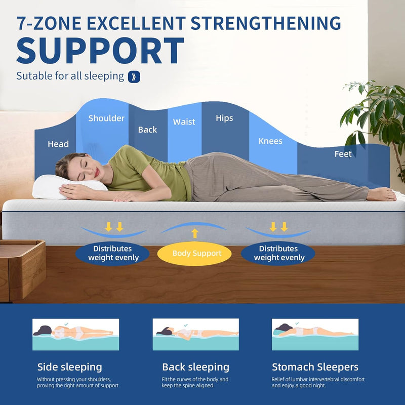 Mattress 6 Inch Orthopaedic Memory Foam 9 Zone