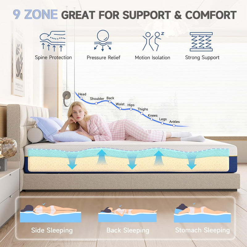 Mattress 6 Inch Orthopaedic Memory Foam 9 Zone