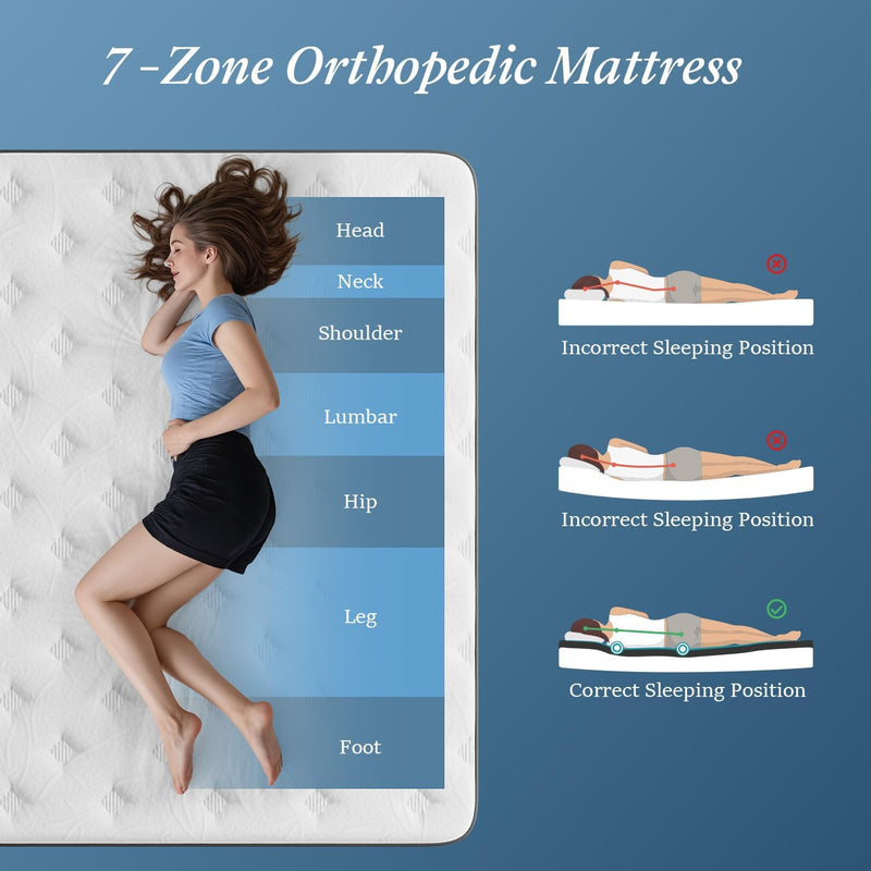 Mattress 6 Memory Foam Pocketed Spring Hybrid