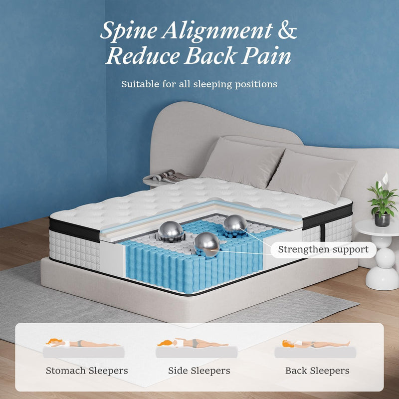 Mattress 6 Memory Foam Pocketed Spring Hybrid