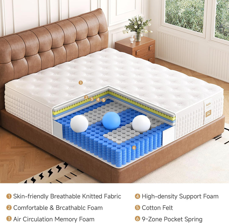 Mattress 6 Orthopaedic Medium-Firm Bed 11.02 Inch Foam