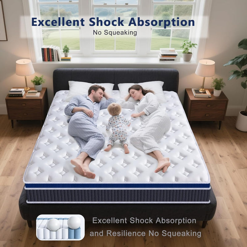 Mattress 9.1 Inch Gel Memory Foam Hybrid Pocket