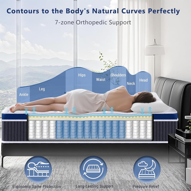 Mattress 9.1 Inch Gel Memory Foam Hybrid Pocket