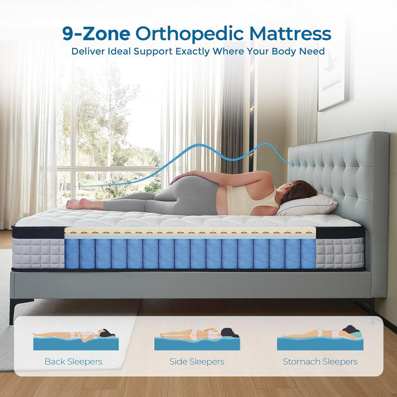 Mattress 9.85 Inch Gel Memory Foam 9 Zone