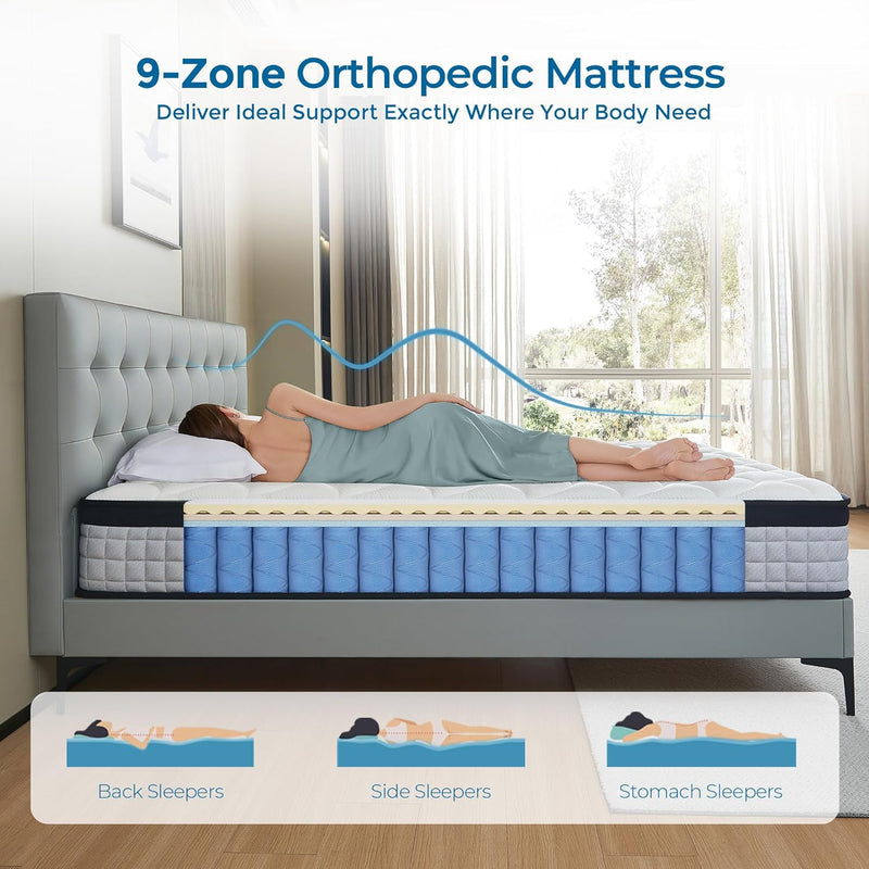 Mattress 9-Zone Orthopaedic with Memory Foam